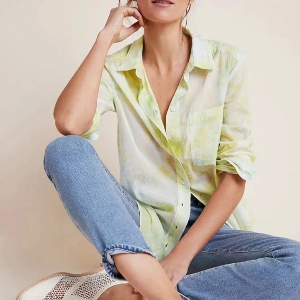 Pilcro  Anthropologie The Cate Classic Tie-Dye Buttondown shirt